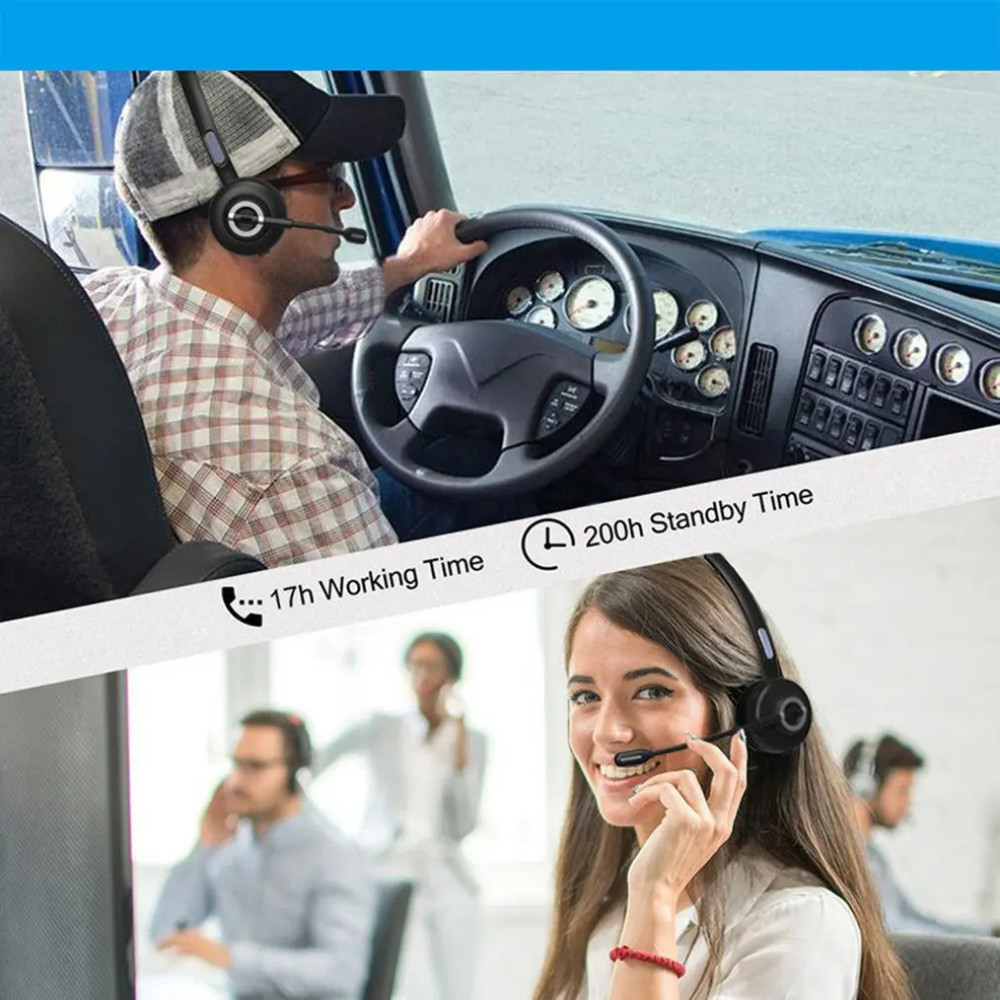 Wireless Headset With Microphone Bluetooth Headphone for Office Call Center Hand
