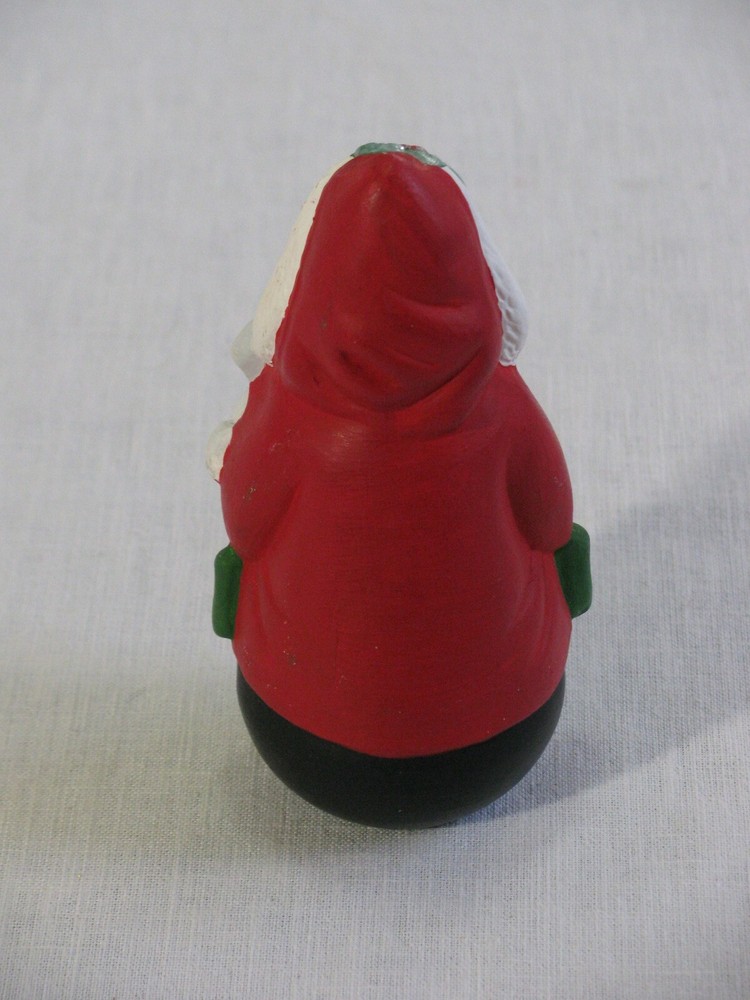 Vtg Egg Shape Ceramic Santa Holding Bunny Figurine, Unbranded