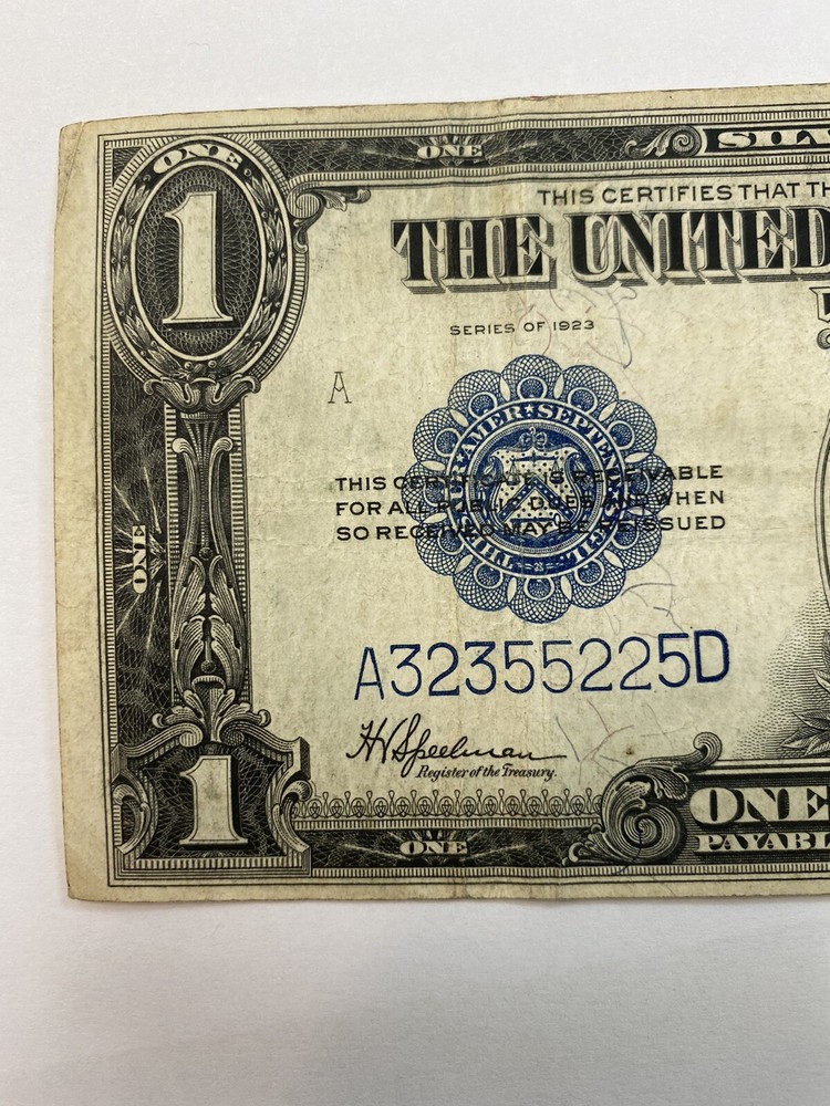 1923 1$ silver certificate large note Speelman/White