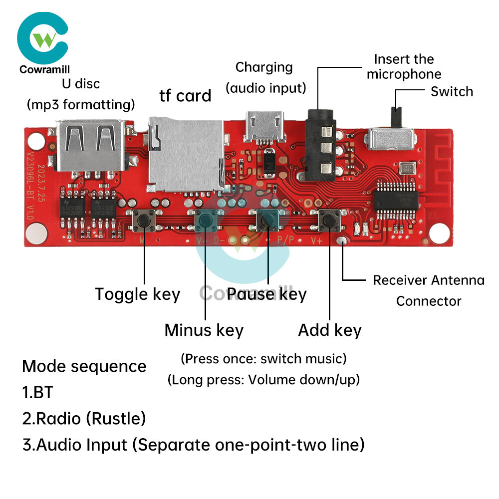 Multifunction Bluetooth Audio Circuit Amplifier Board Module V96 Bi-Amplifier