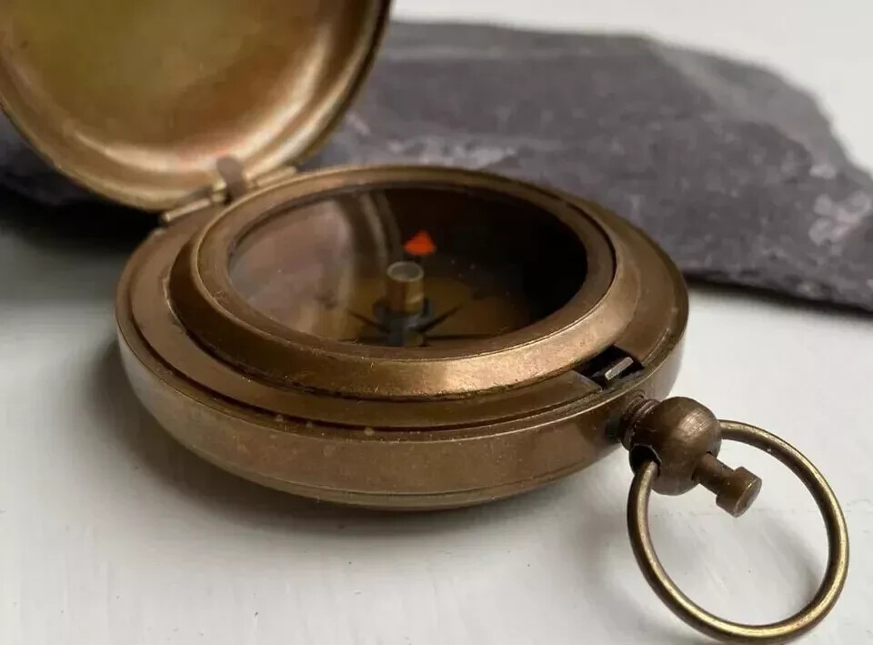 Pocket Compass Vintage Style Working Designer Solid Brass Finished Stylish Gift