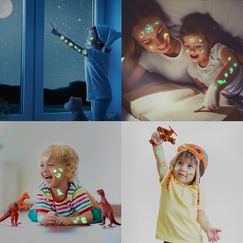 30 Sheets 400 Pieces Glitter Temporary Tattoos for Kids Luminous Pattern
