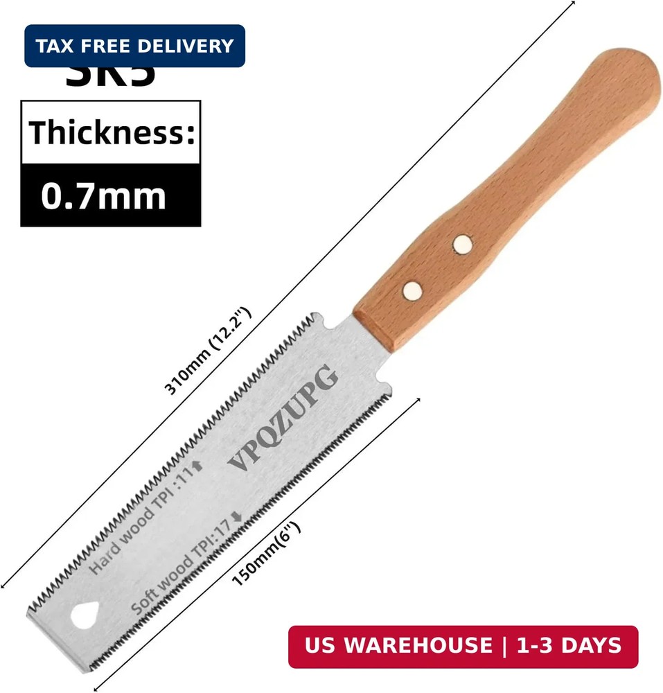 6 Inch Japanese Pull Saw，Hand Saw Woodworking Tools，Wood Handle, Sharp & Lightwe
