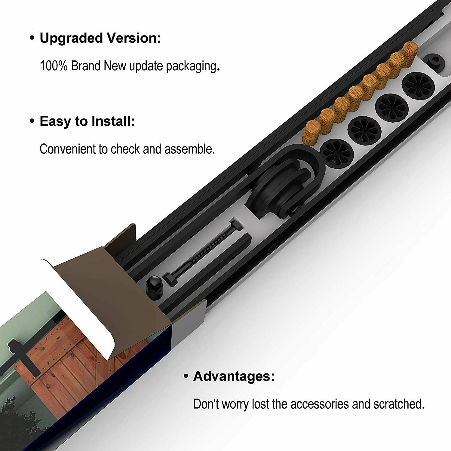 6.6 FT Heavy Duty Sliding Barn Door Hardware Track Kit for 36"~40" Single Door