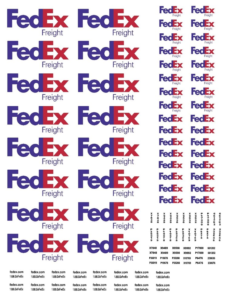 HO Scale Truck / Trailer Decals. " Fed Ex Freight "