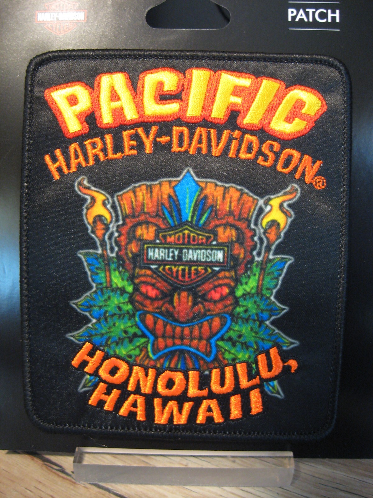 Pacific Harley Davidson Emblem 4.5" x 3.75" Sew On Patch - Tiki Honolulu, Hawaii