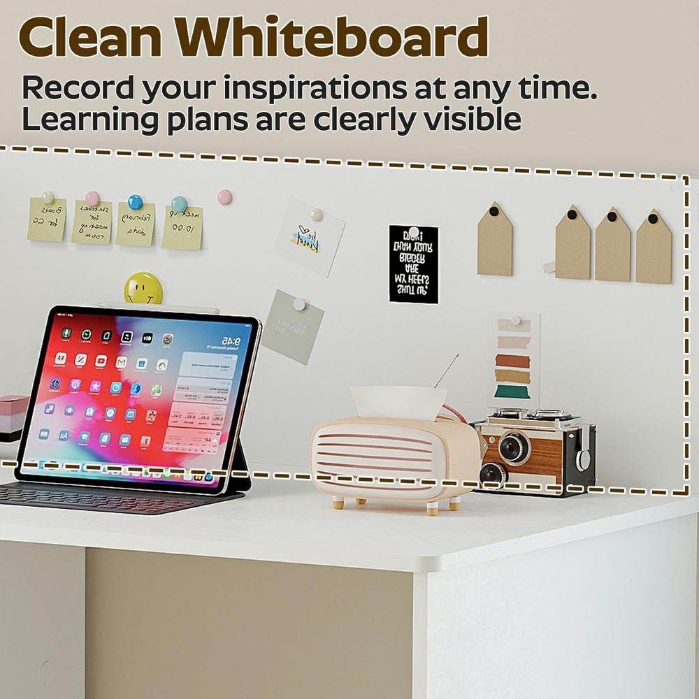 Desk, Engineering Wooden Study Desk with Hutch, School Study Table with Book ...