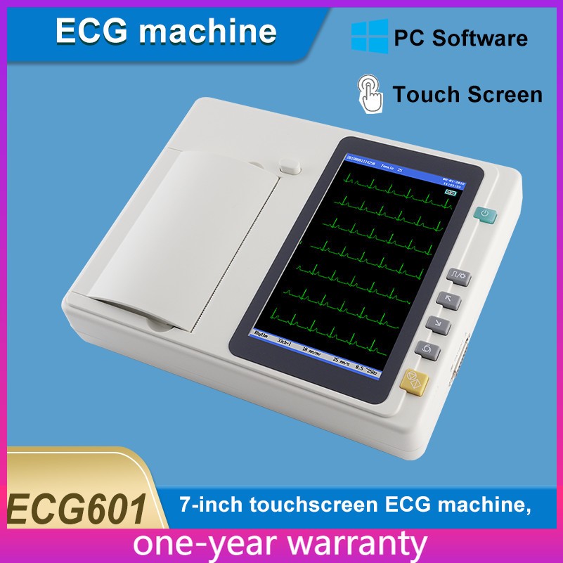 6 Channel 12-Lead ECG Machine 7 Inch Touch Screen with PC Software