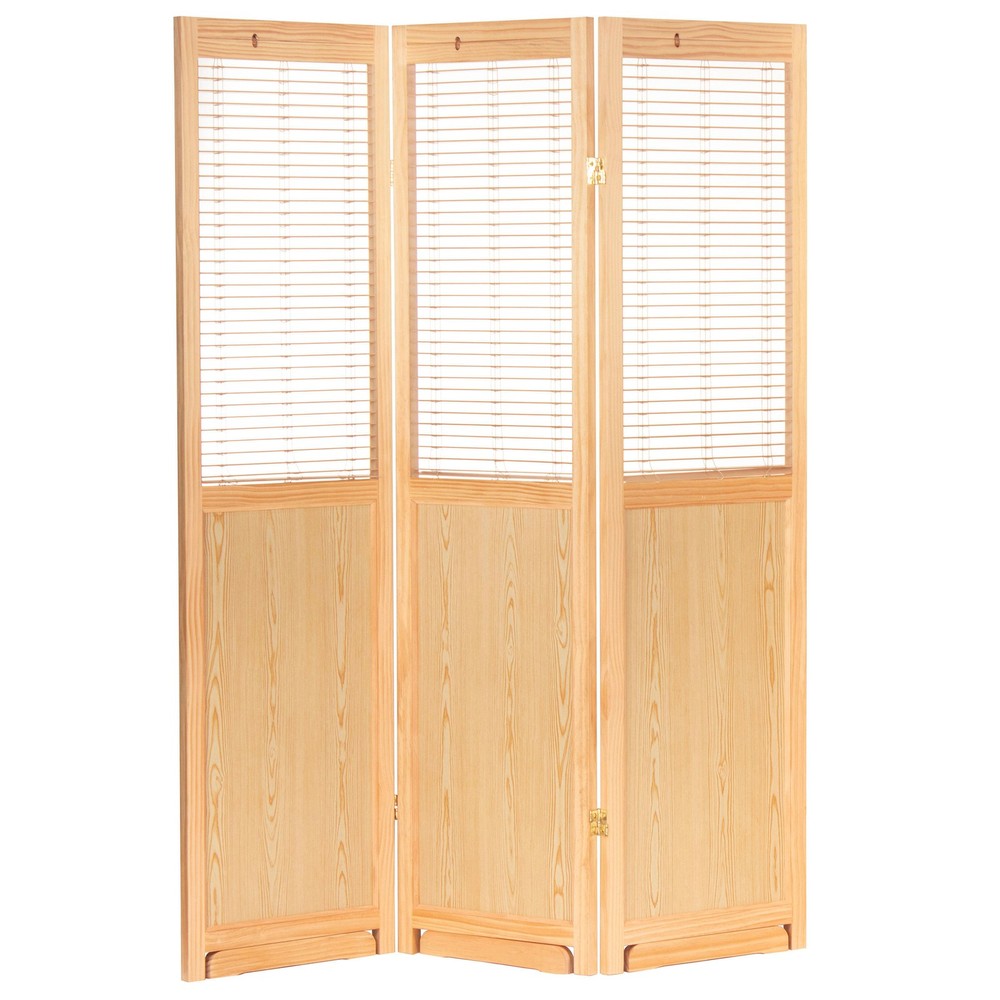 6 ft. Tall Adjustable Shutter Room Divider Natural 3 Panel