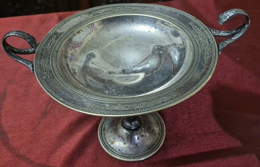 EPNS Ornate Homan Plate Double Handle Compote Dish