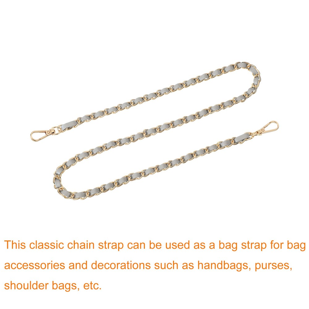 Purse Strap, 32" Leather for Shoulder Strap (Gray, Gold)