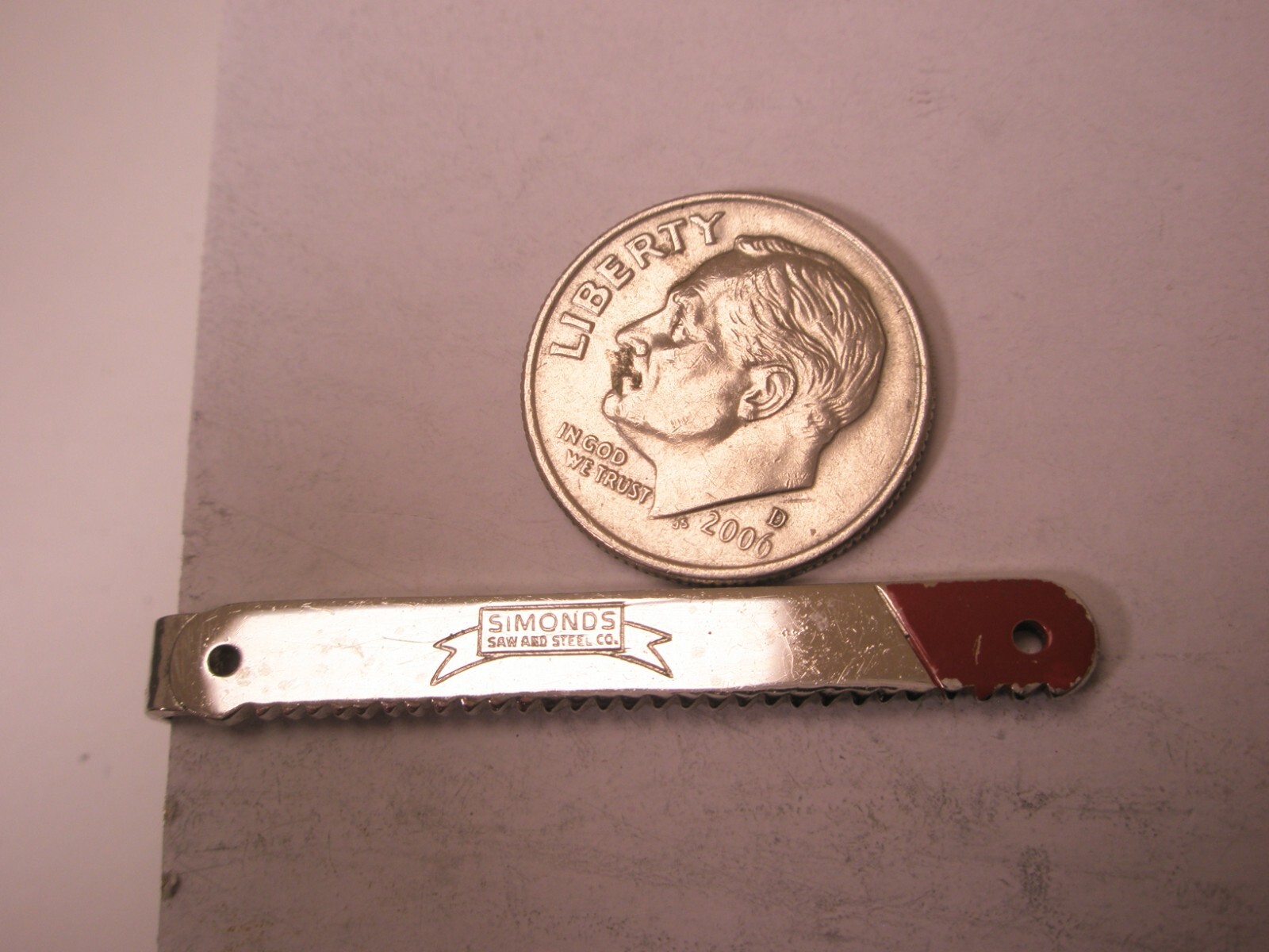 Simmonds Saw & Steel Co. Hack Saw Blade Vintage ROBBINS CO Tie Bar Clip tools