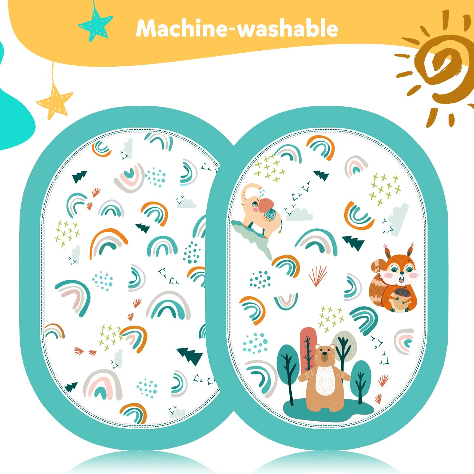 Baby Play Gym, ibabejoy Stage-Based Play Gym with 2 Machine Washable Mat Cove...