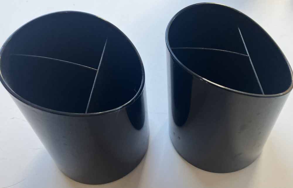 Two Black Plastic Three Compartments Newell Rubbermaid Supply Holders