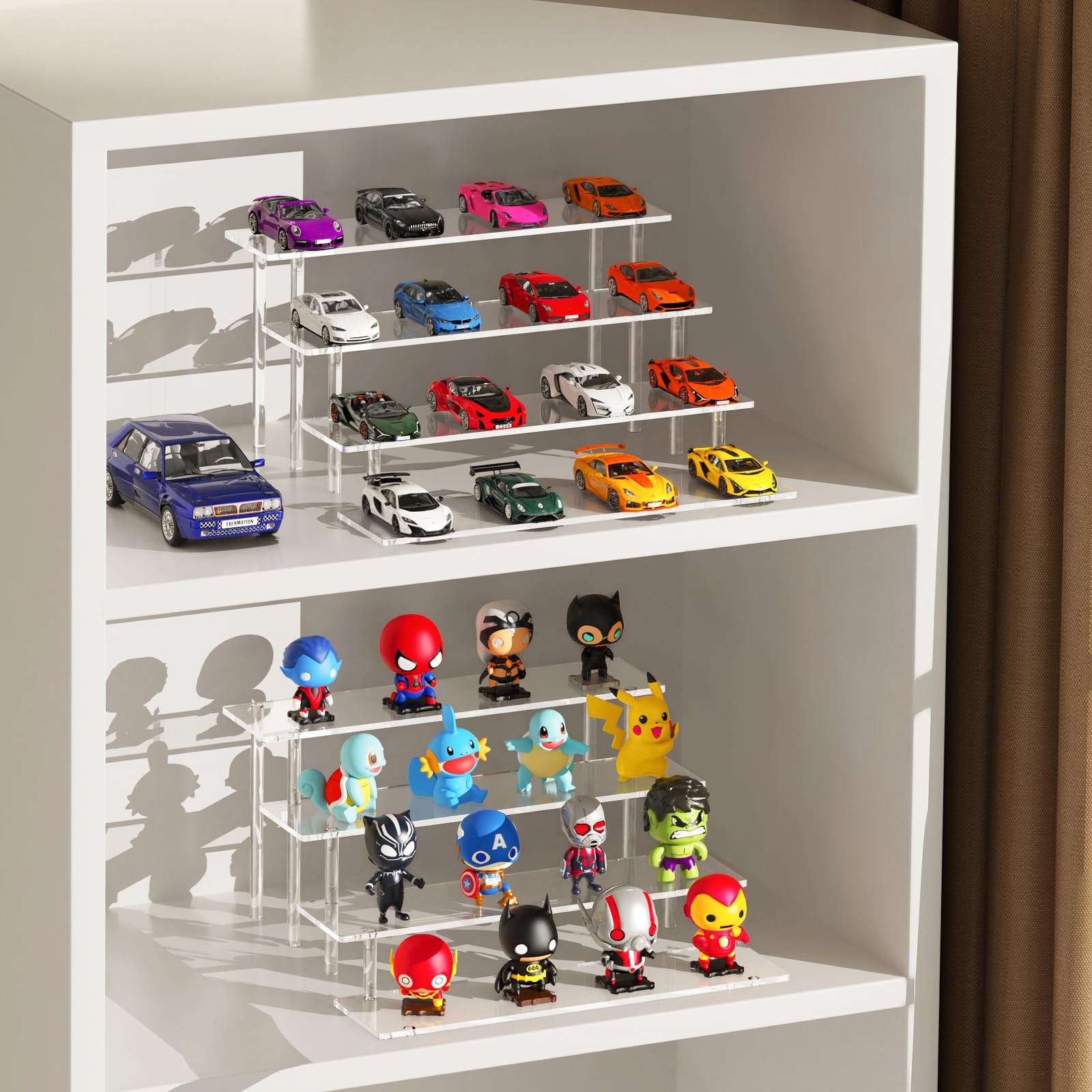 4 Tier Acrylic Display Risers, Clear Perfume Organizer Stand, Large Cupcake