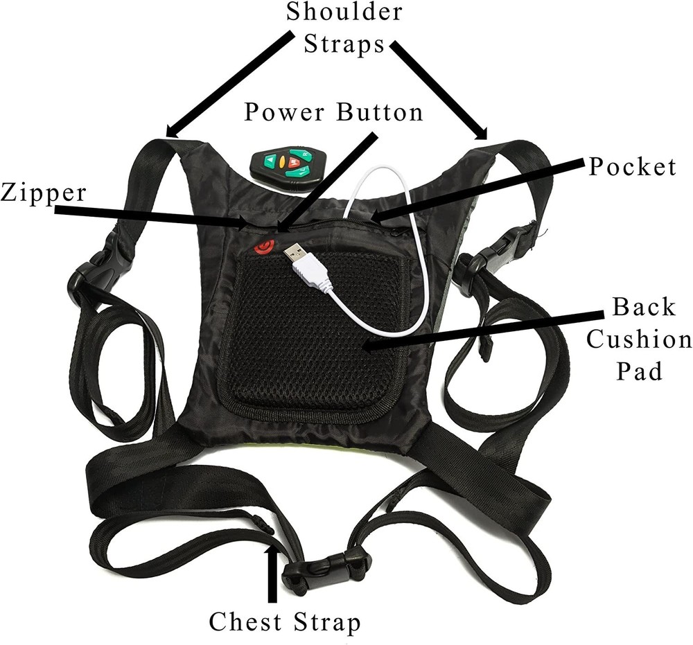 High Visibility Reflective Safety Vest Adjustable LED Remote Control USB charge
