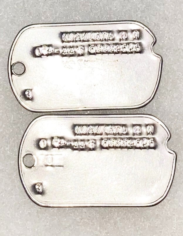 WWII Set W H Atkinson T-44 Dated Dog Tags
