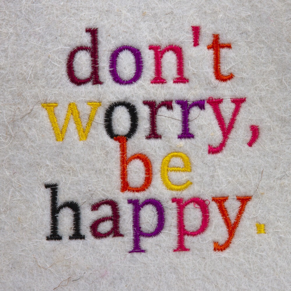 Don't Worry Be Happy Sauna Hat - Natural Wool Spa Hat - Felt Russian Banya Hat