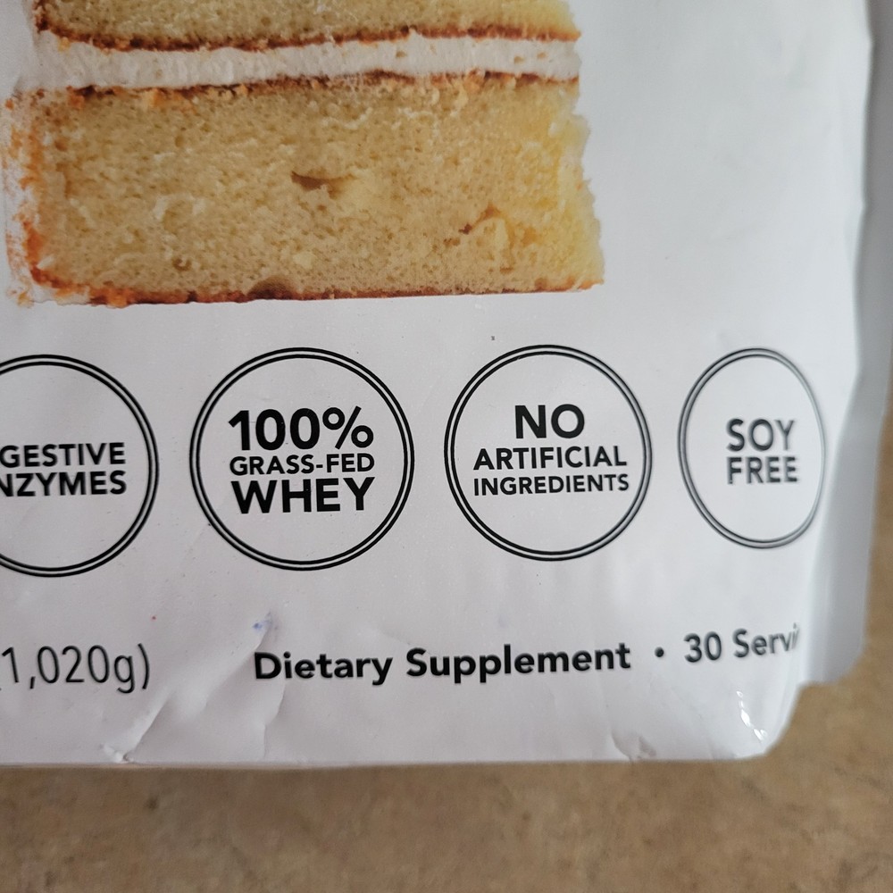 Clean Simple Eats Cake Batter Protein Powder 36 oz / 30 Servings 100% Grass Fed
