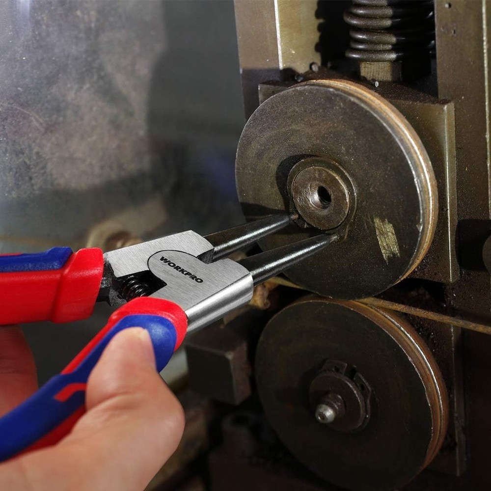 Versatile 7-Inch Snap Ring Pliers - Internal/External with Pouch Included