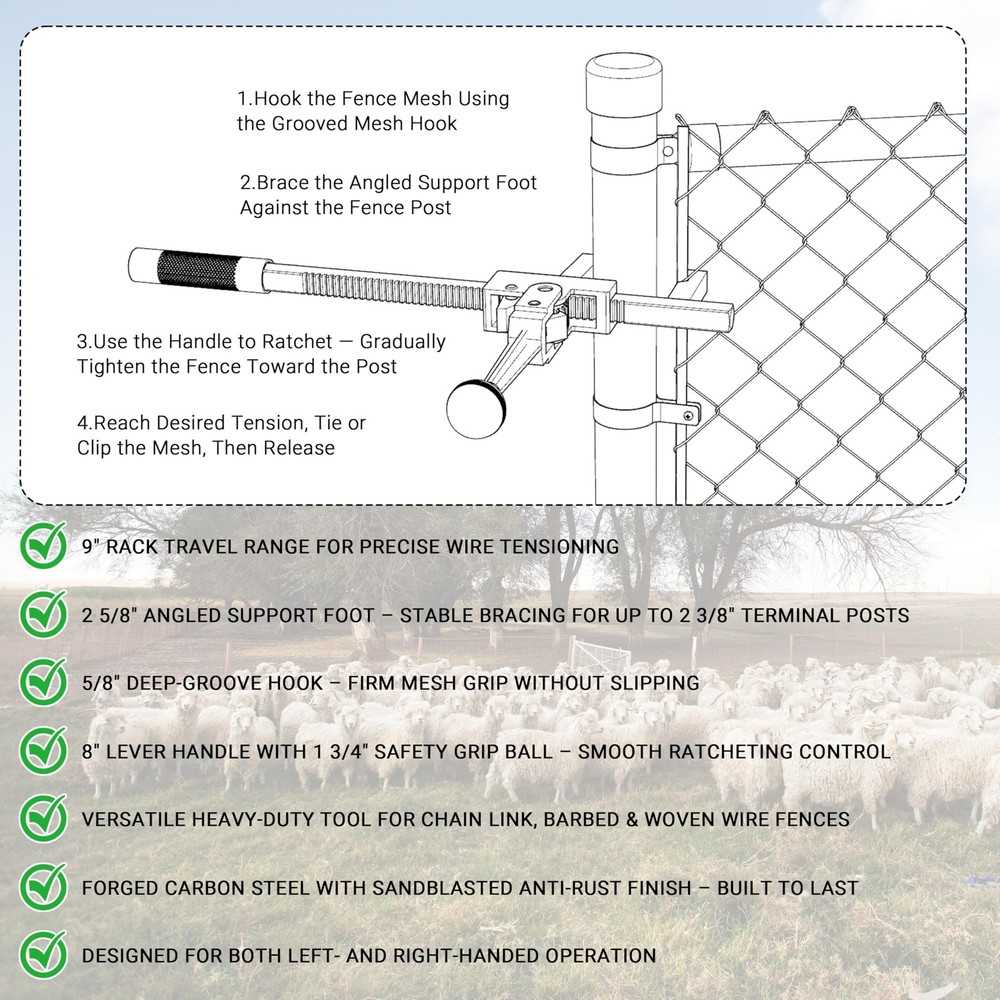 Chain Link Fence Stretcher Tool, Heavy-Duty Puller & Grey