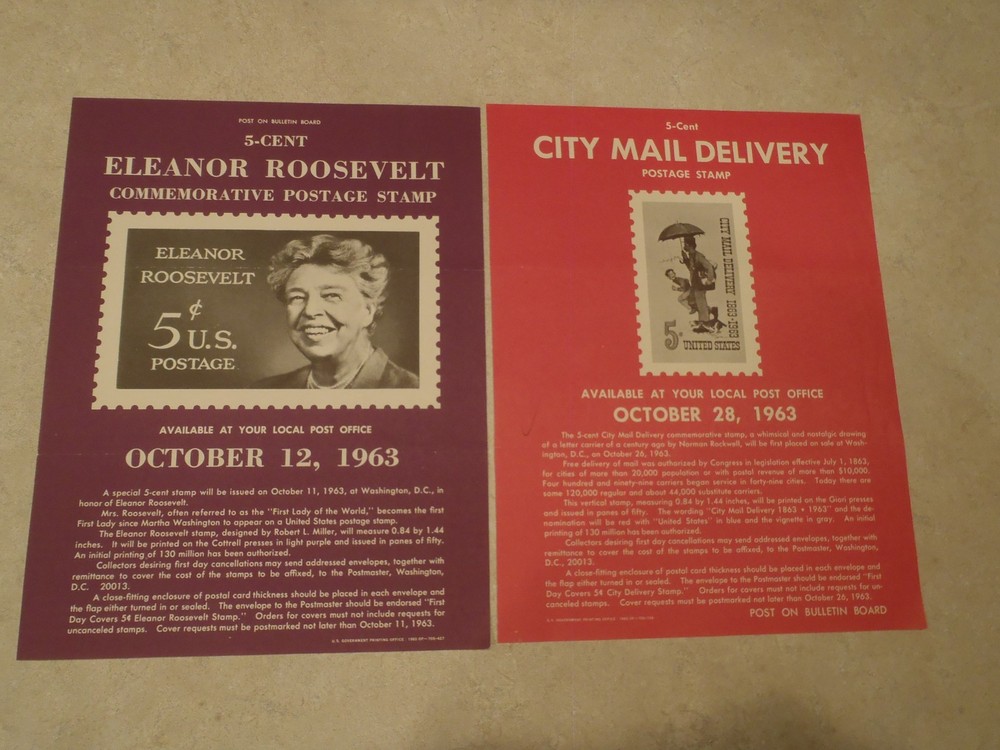 Vintage Postage Stamp Bulletin Poster Lot 1960s Post Office Air Mail 1962 1963