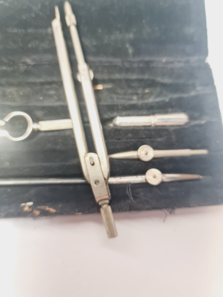 Vintage Boxed Technical Drawing Engineering Compass Set - Incomplete, Damaged
