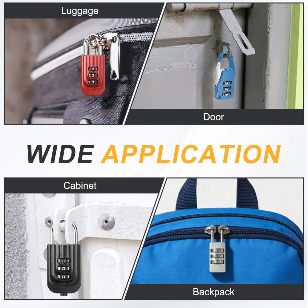 5Pcs Resettable 3 Digit Combination Lock Code Padlock, Silver (55 x 21mm)