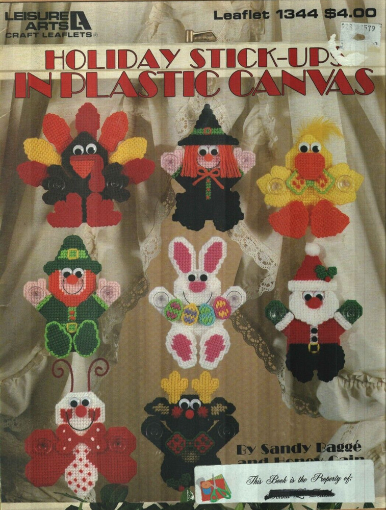 HOLIDAY STICK-UPS SANTA DEER TURKEY WITCH BEE PLASTIC CANVAS PATTERN BOOK