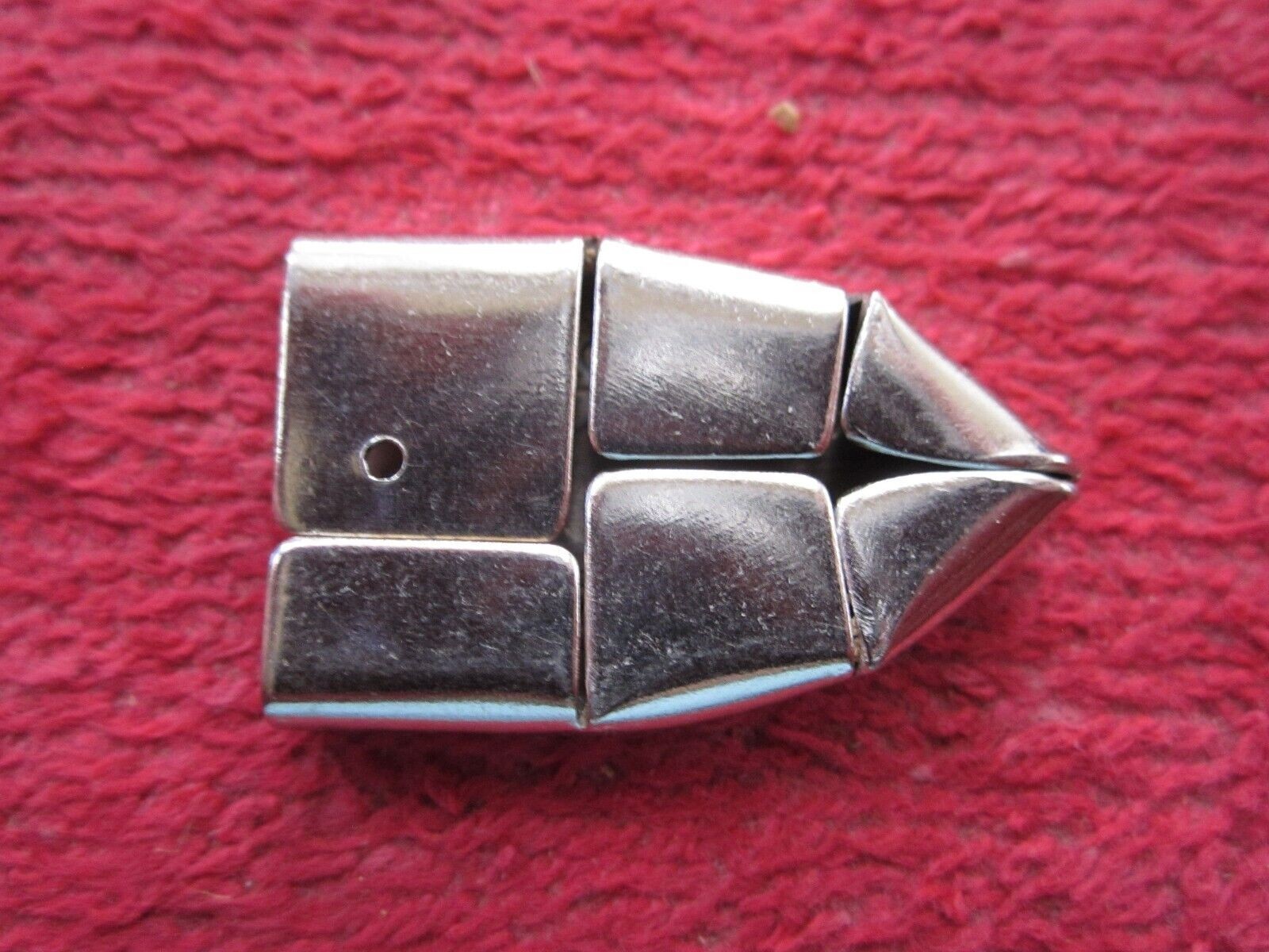 3 VINTAGE LEATHER or CLOTH BELT END TIPS, EMBOSSED, 3/4" ,NICKEL PLATED, NOS