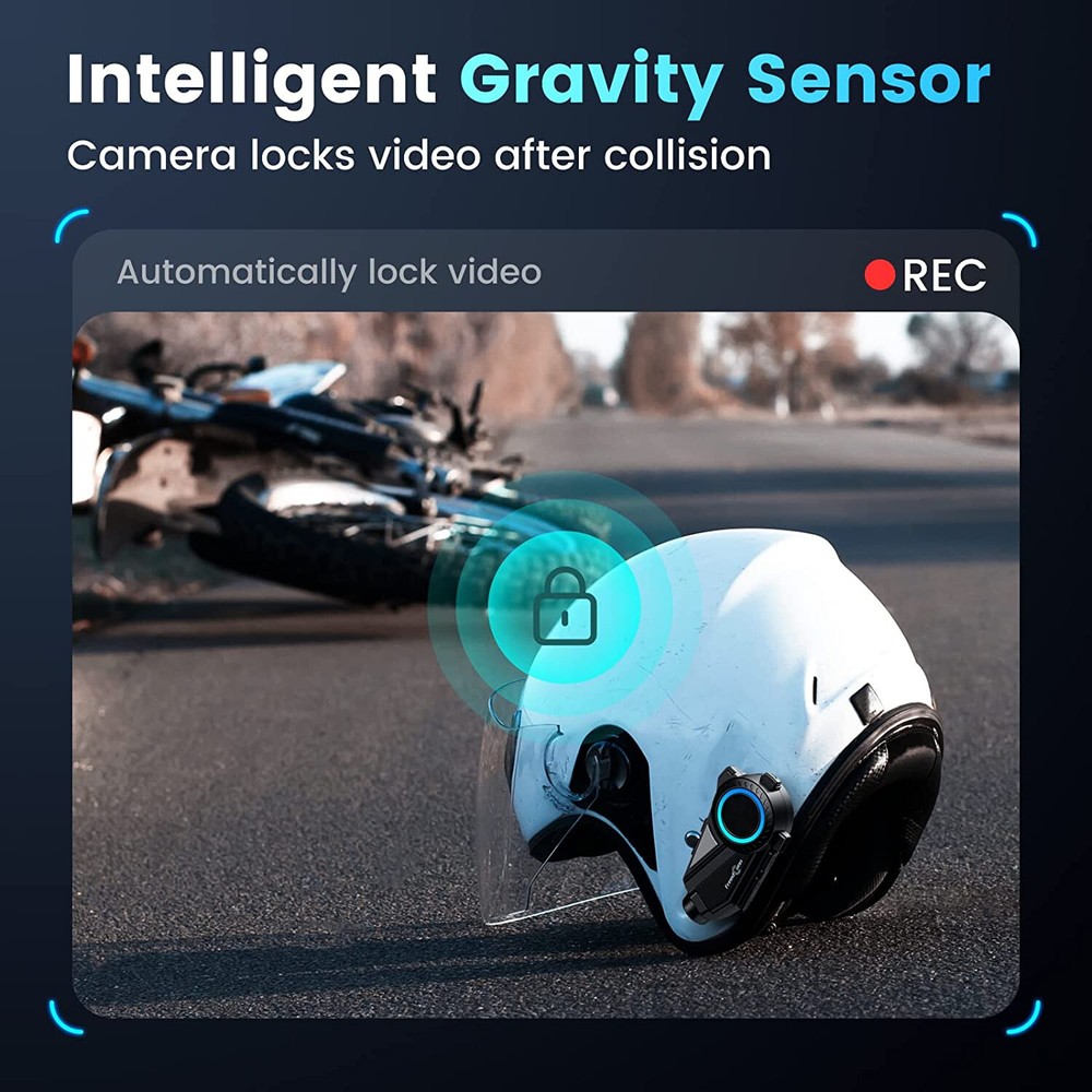 2K Bluetooth Intercom Headset Camera Recoder for Motorcycle ATV UTV Bike 1500M