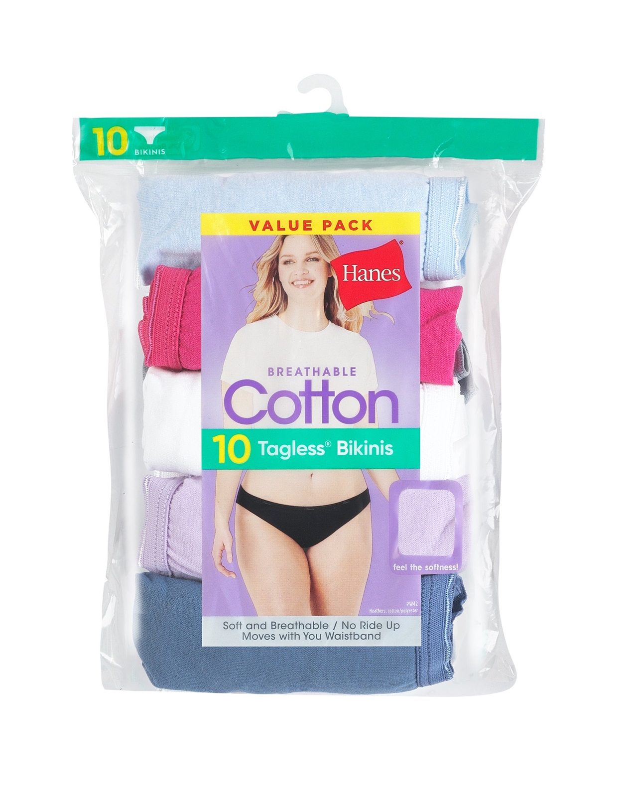 Hanes Cotton Bikini Panties 10-Pack Womens Ultra Soft Waistband Underwear Cotton