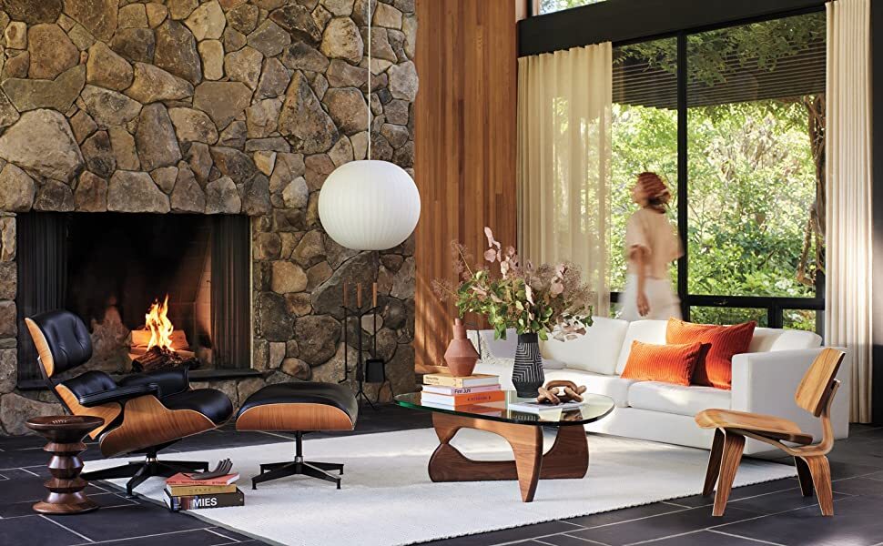 Mid-century Modern Triangle Noguchi Coffee Table Solid Wood Base Tempered Glass