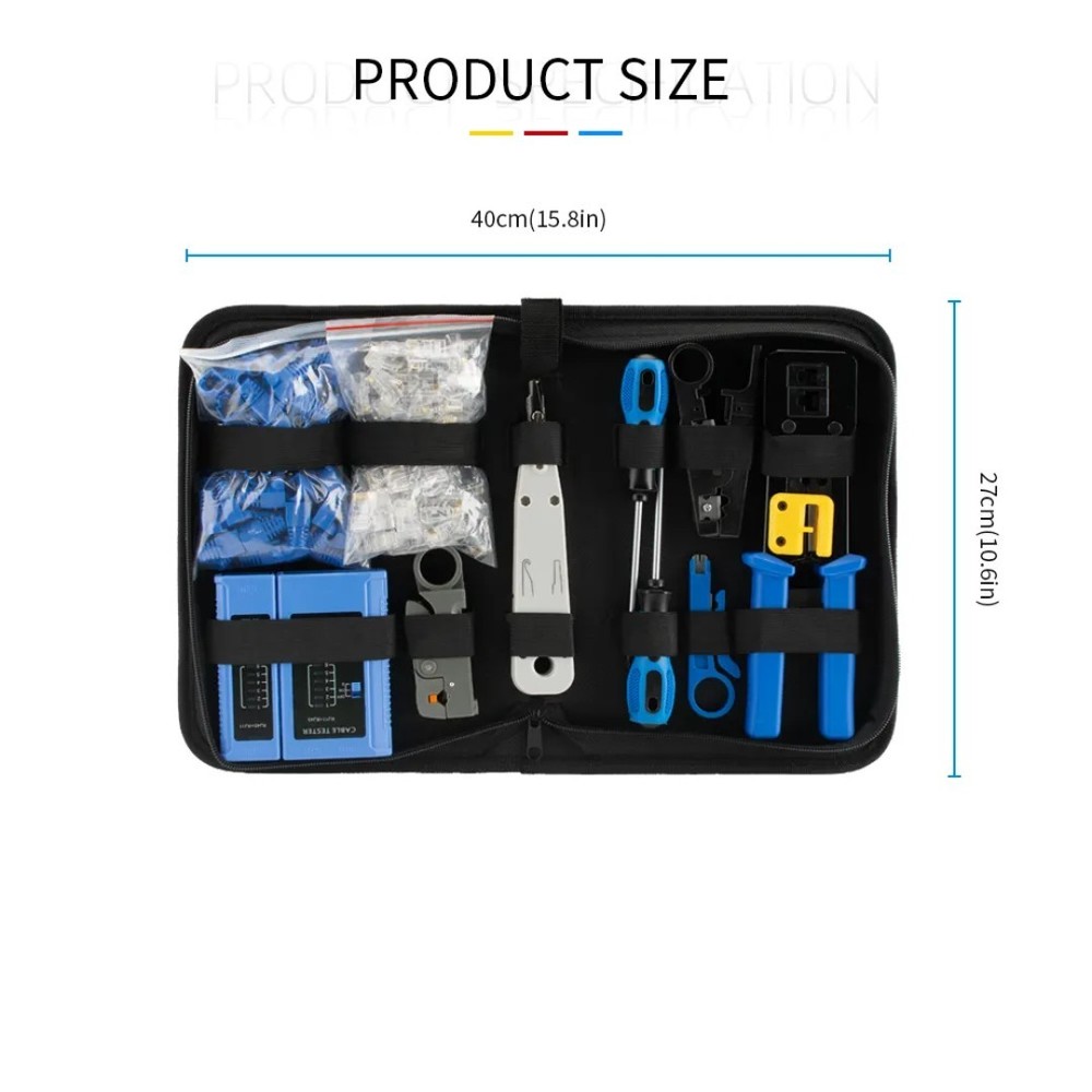 Professional Network Tool Kit RJ45 Crimping Set CAT5 CAT6 Cable Tester LAN