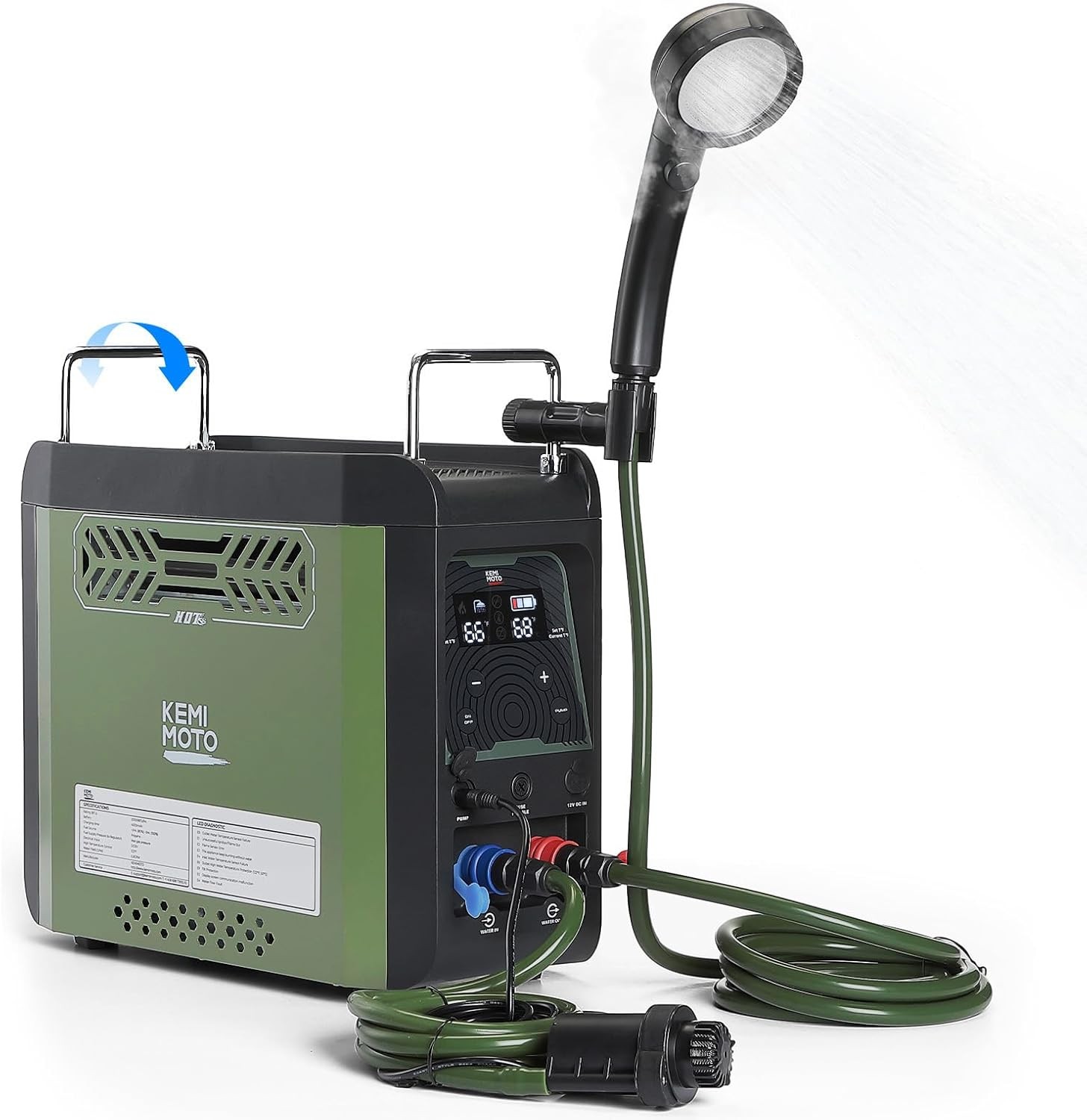 KEMIMOTO Portable Water Heater Propane Water Heater 4000mAh Rechargeable Battery