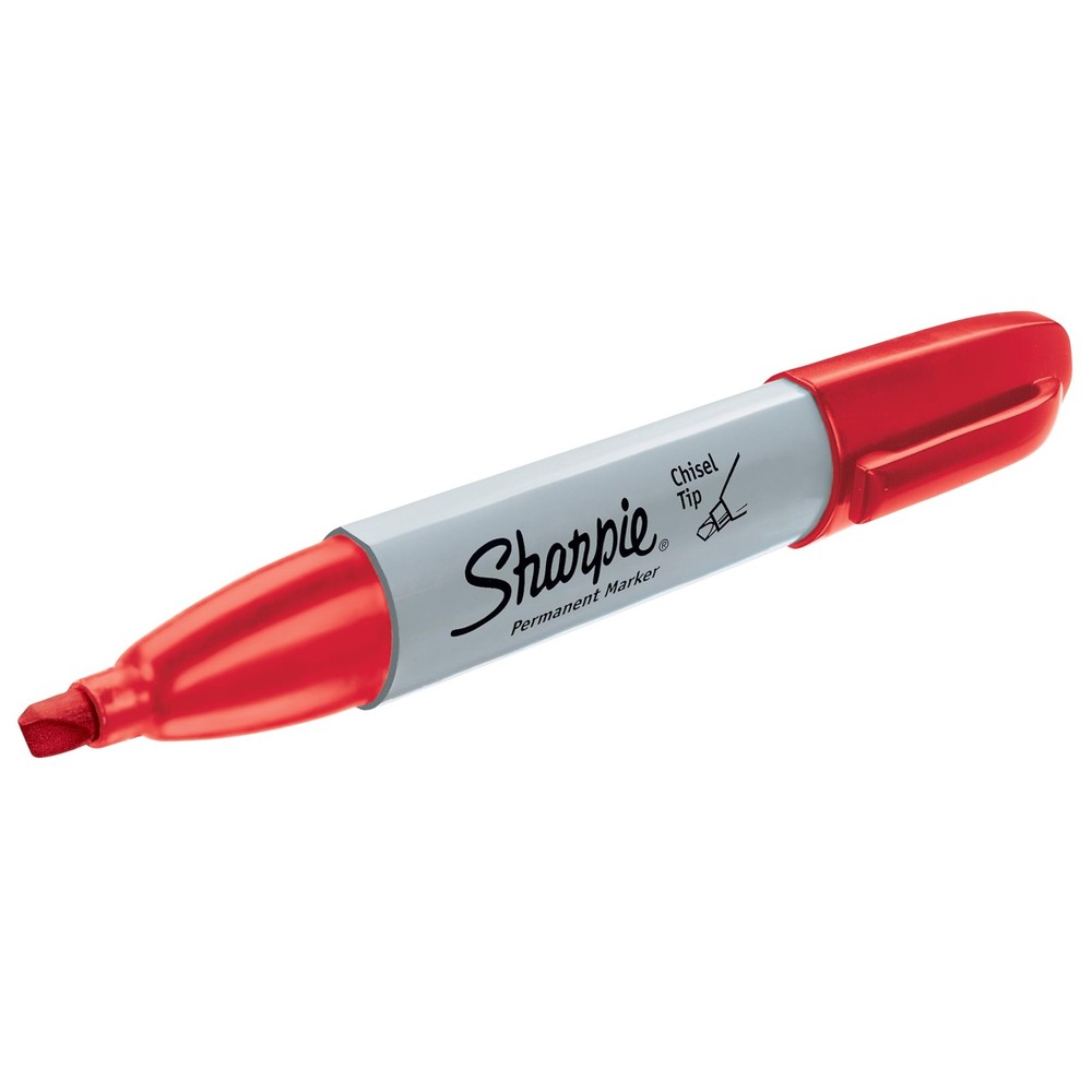 Permanent Markers, Chisel Tip, Red, 12 Count