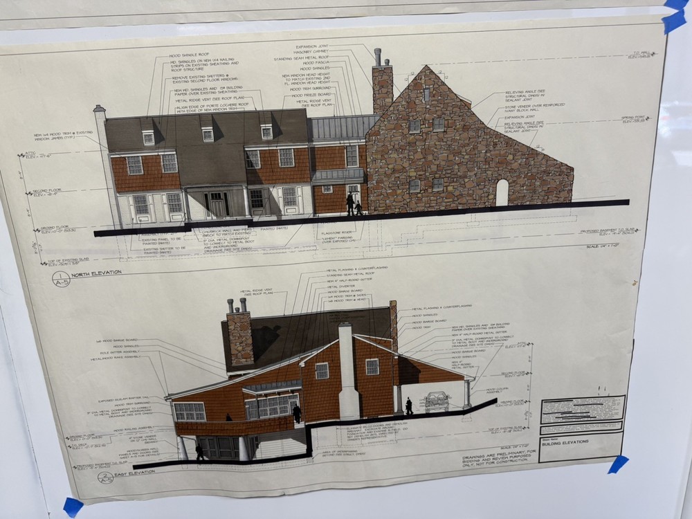 Architectural Renderings 4 Sheets Hand-Colored Elevations 30x42 Design Drawings