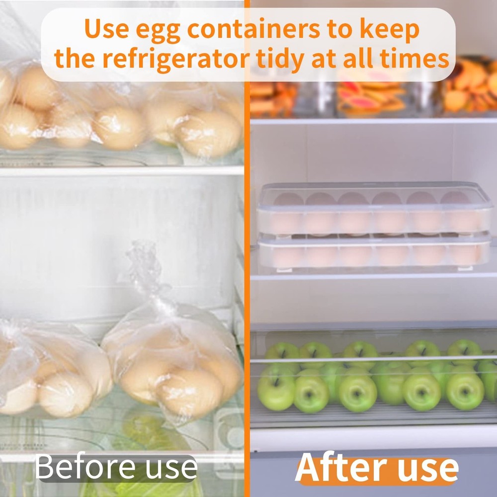 77L Deviled Egg Containers with Lid, (Set of 2), Plastic Egg Holder for Refri...