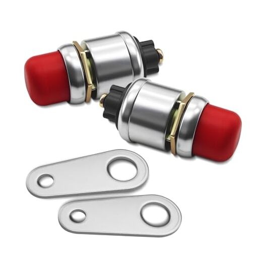 2PCS Push Button Starter Switch 12V 50A, Push Start Button, 12V 50A Heavy Red-2