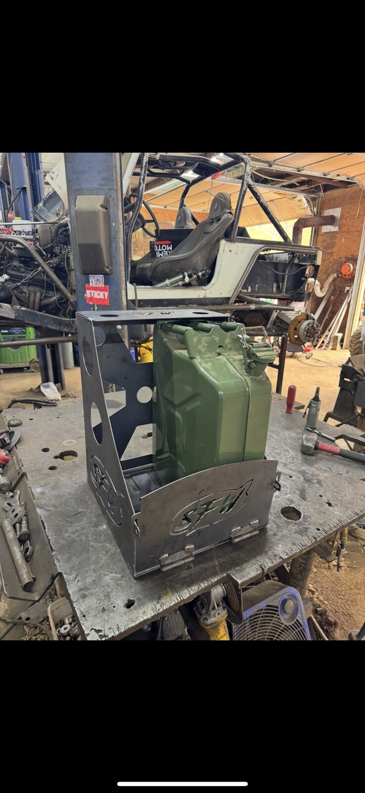 Dual Jerry Can Holder With Custom Name Dual Locking Mount Race Trailer