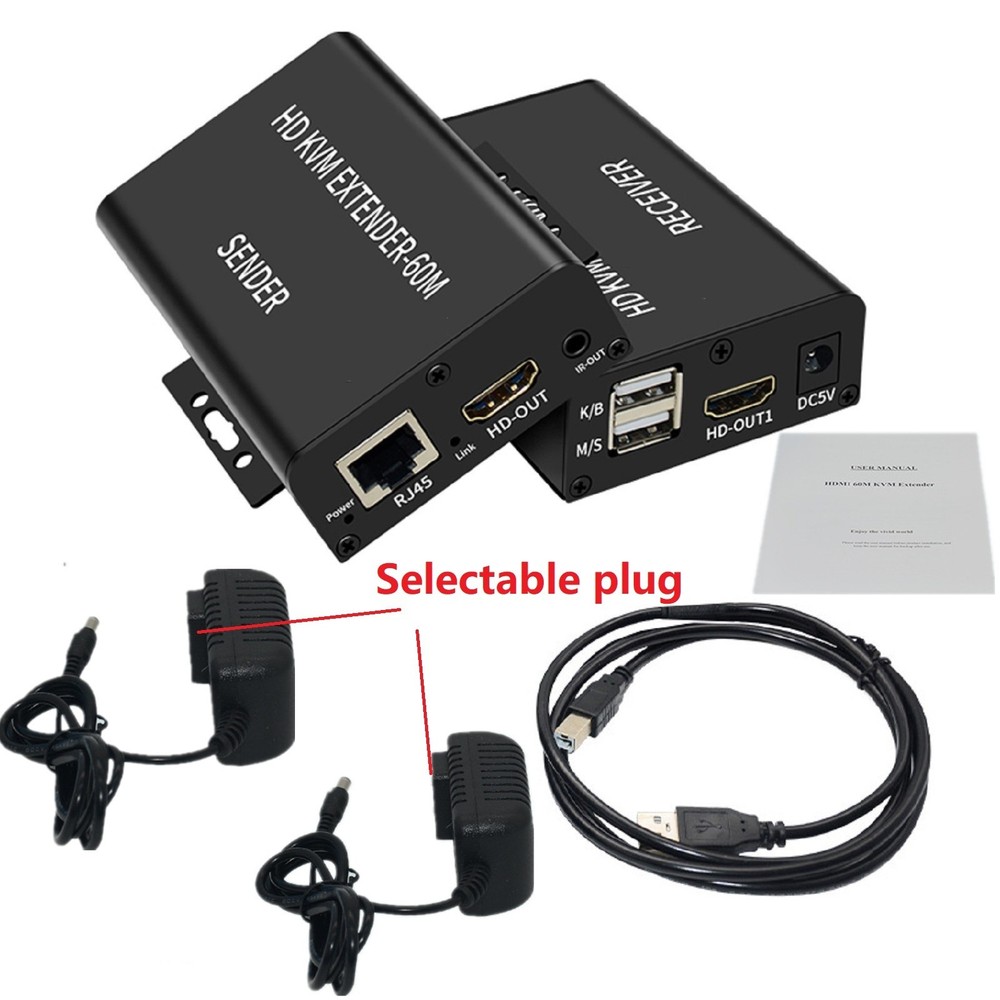 1080P USB HDMI KVM Extender Sender Support HDMI Loop Laptop PC Keyboard Mouse
