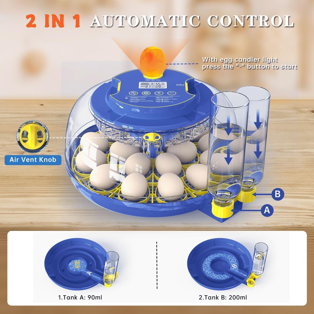 Forotone Incubators for Hatching Eggs, 18-Egg Incubator with Automatic Egg...
