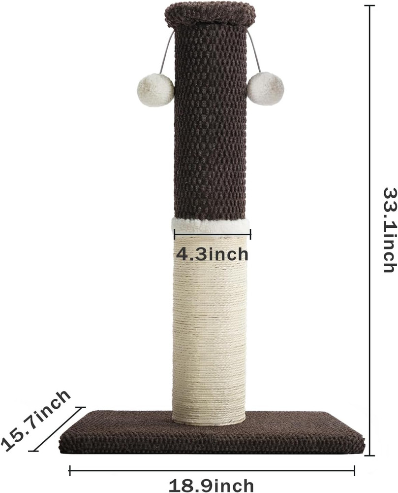 Made4Pets Tall Cat Scratching Post, Heavy Duty and Thicker Scratching Posts for