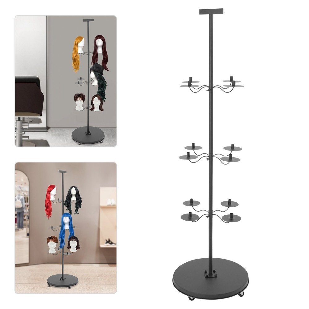 Wig Head Stand Wig Display& Storage Rack 12-Head Wig Holder