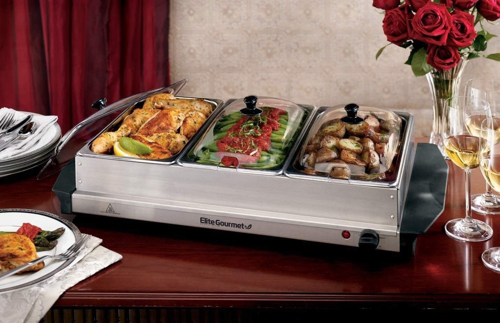 Electric Buffet Server, 3 Trays, Stainless*