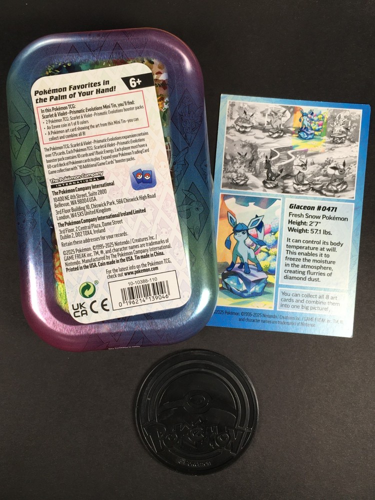 Pokémon Prismatic Evolutions Glaceon Empty Mini Tin NO PACKS INCLUDED!
