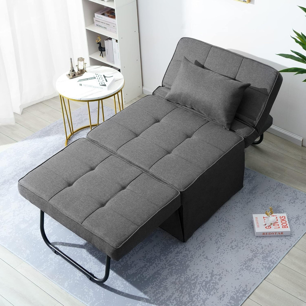 BIGSYY Sofa Bed, 4 in 1 Multi-Function Folding Ottoman Breathable Linen Couch Be