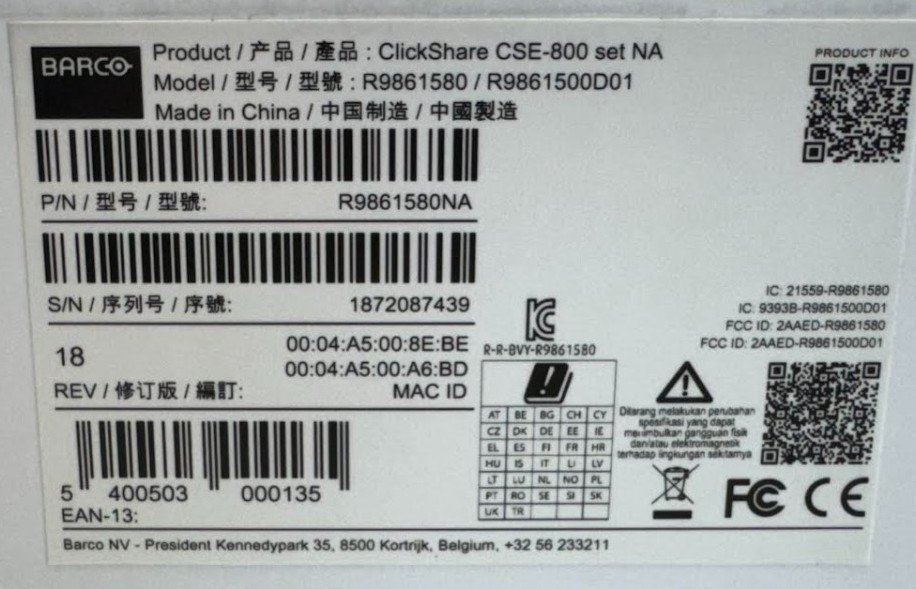 Barco ClickShare CSE-800 | 8 Users Wireless Presentation Collaboration System