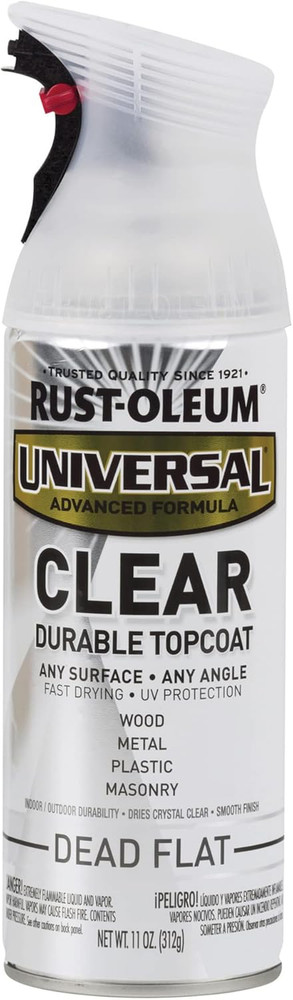 Dead Flat Clear Topcoat Spray All Surface Protective Finish 11 oz Rustoleum