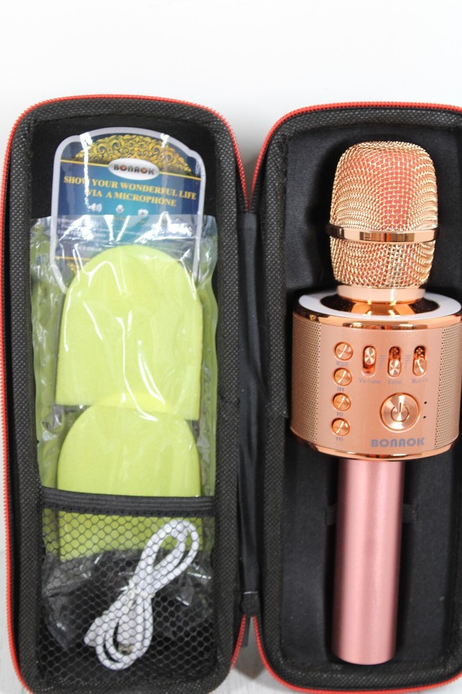 Bonaok Pink Karaoke Portable Wireless Microphone Needs Batteries